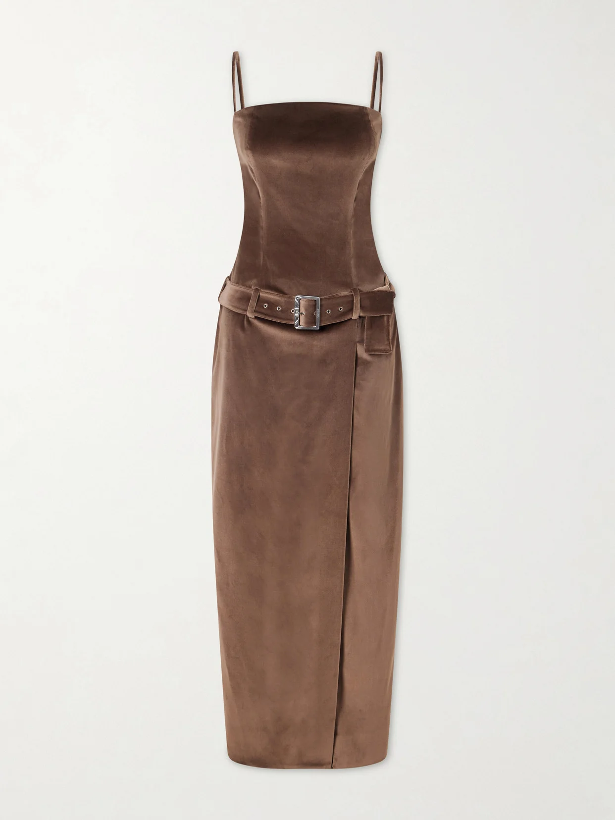 Julie Belted Cotton-blend Velvet Gown - 1