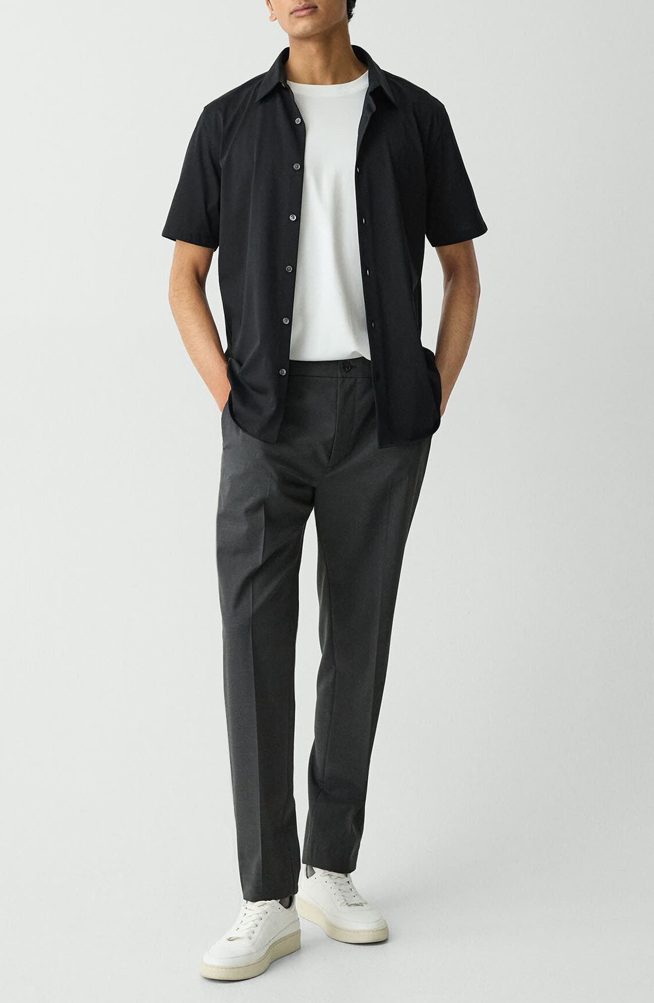 Theory Irving Short Sleeve Button-Up Shirt in Black - 8