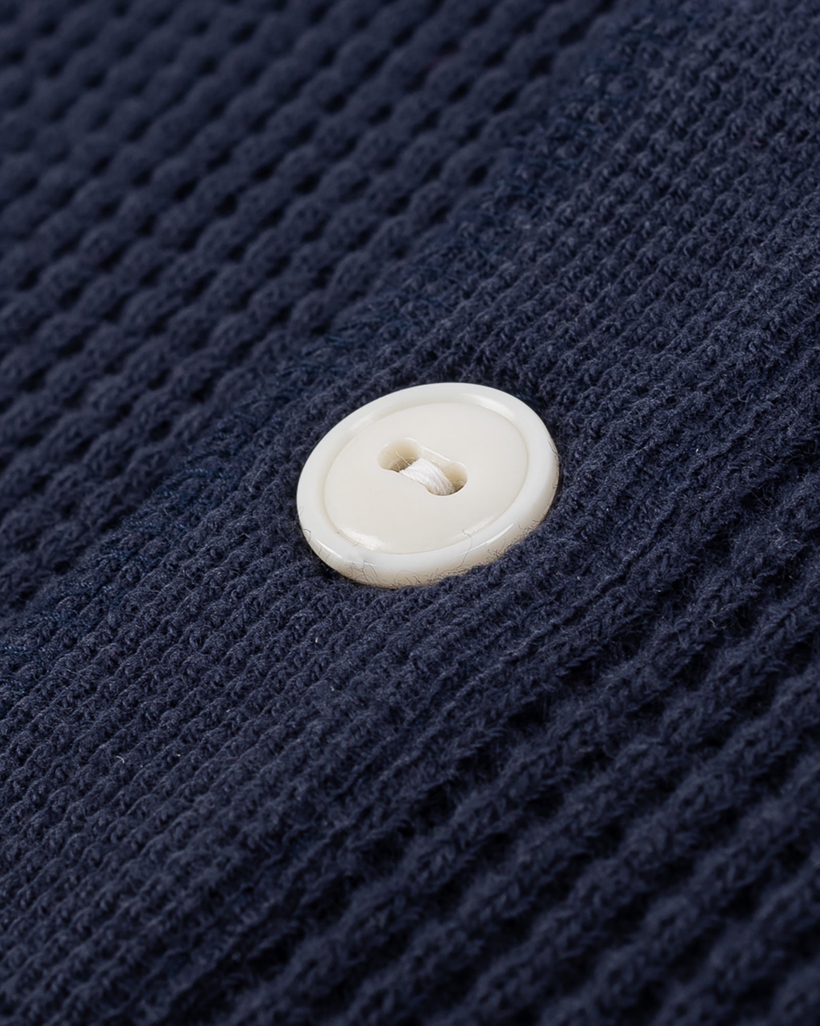 IHTL-1213-NAV Waffle Knit Long Sleeved Thermal Henley - Navy - 8
