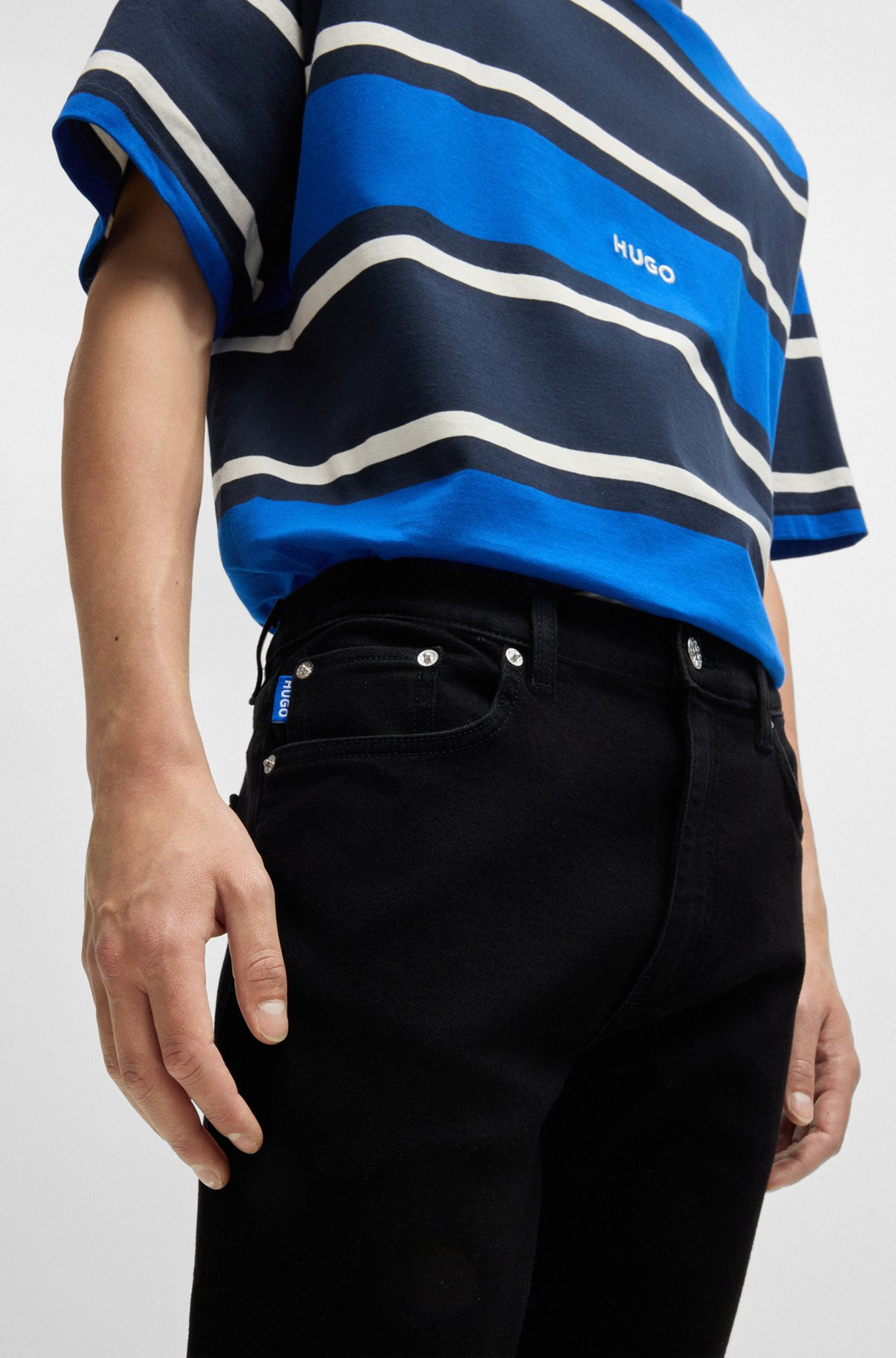 EXTRA-SLIM-FIT JEANS IN BLACK STRETCH DENIM - 5