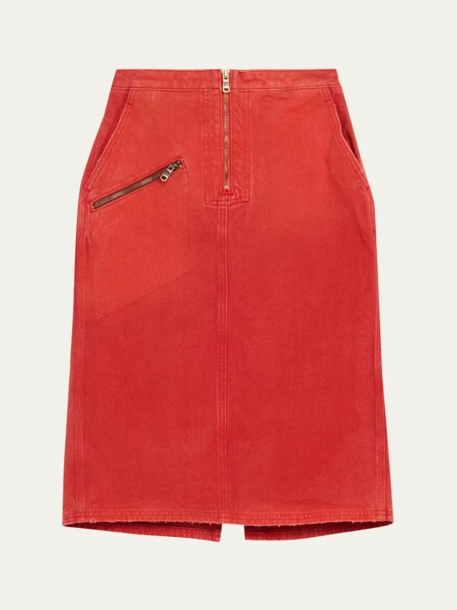Workwear Zipped Denim Skirt - 1