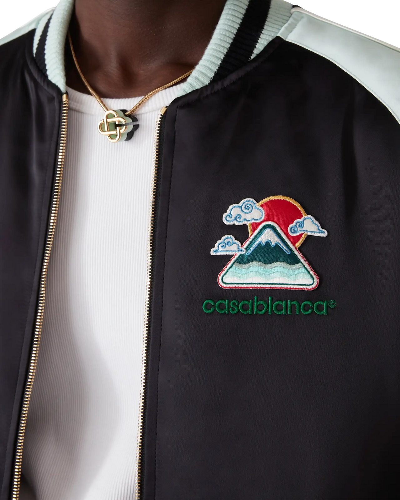 Embroidered Satin Bomber Jacket - 5