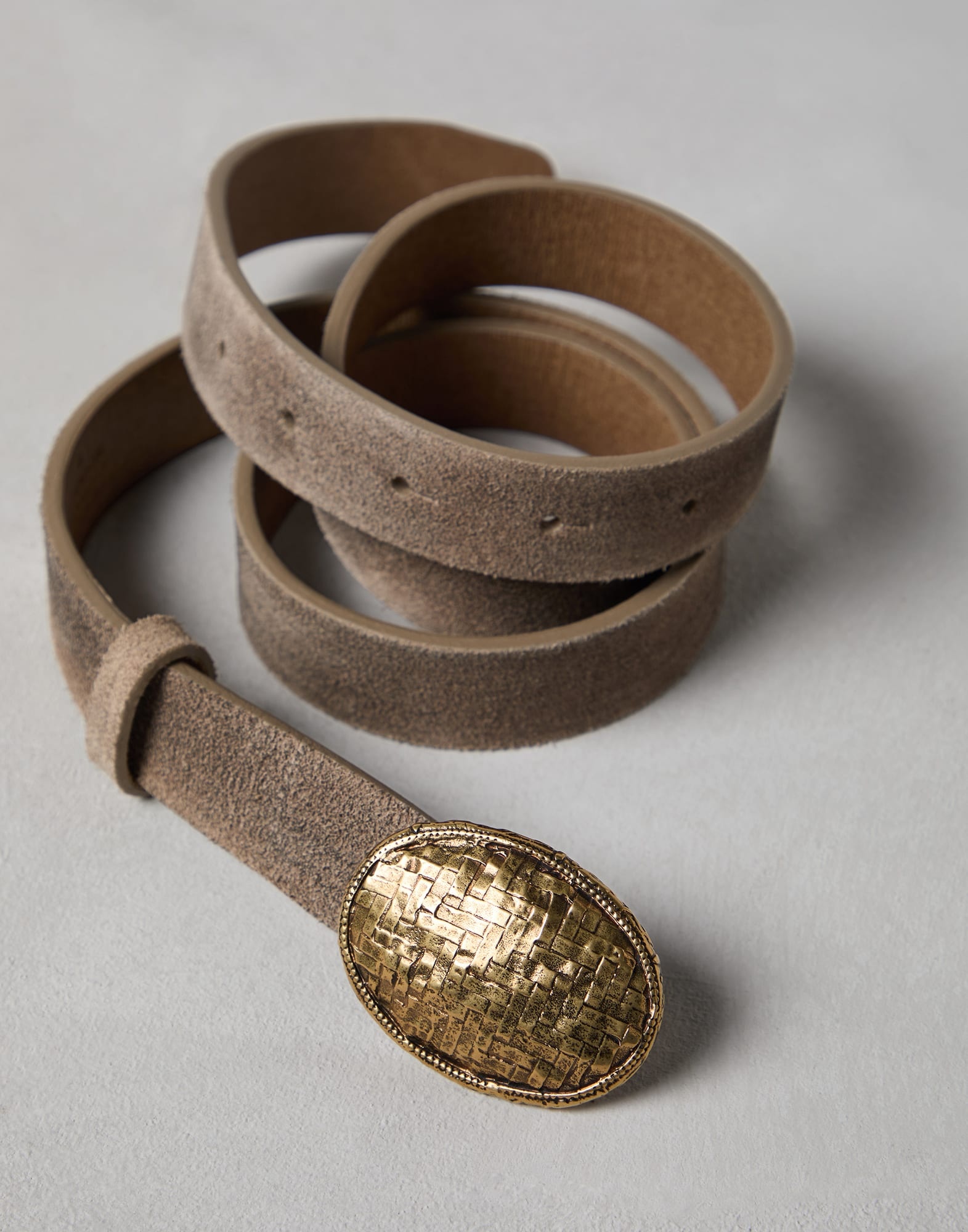 Reversed leather belt with decorative buckle - 2