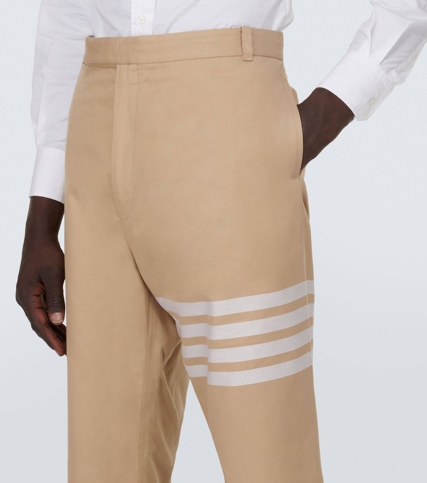 4-Bar cropped cotton straight pants - 5