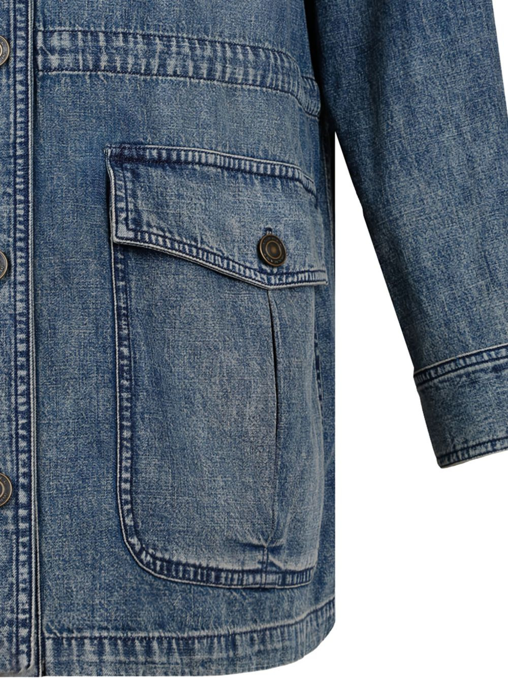 button-fastening denim coat - 4