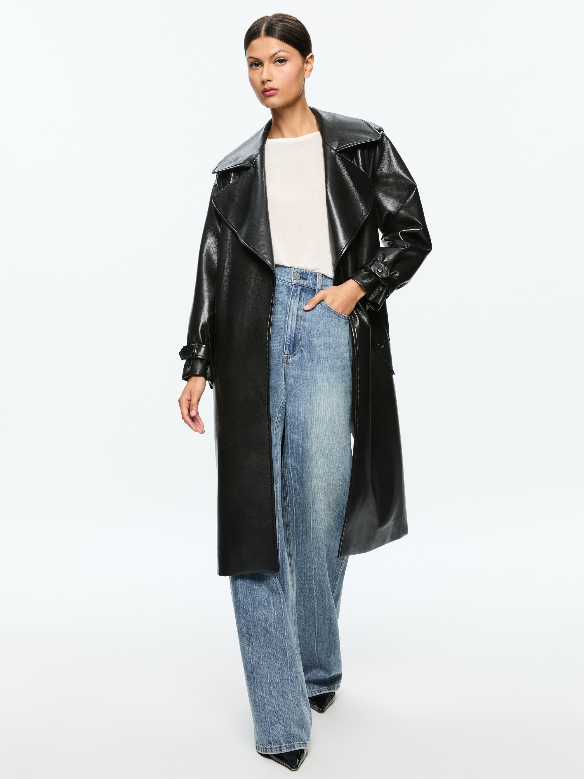 NEVADA VEGAN LEATHER TRENCH COAT - 2