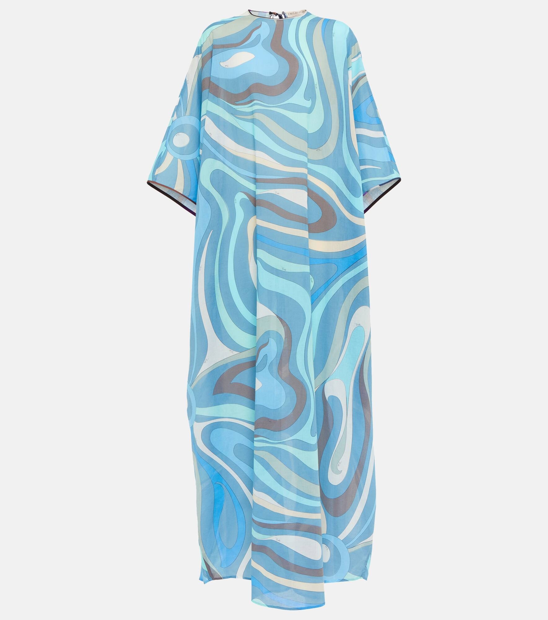 Printed cotton kaftan maxi dress - 1