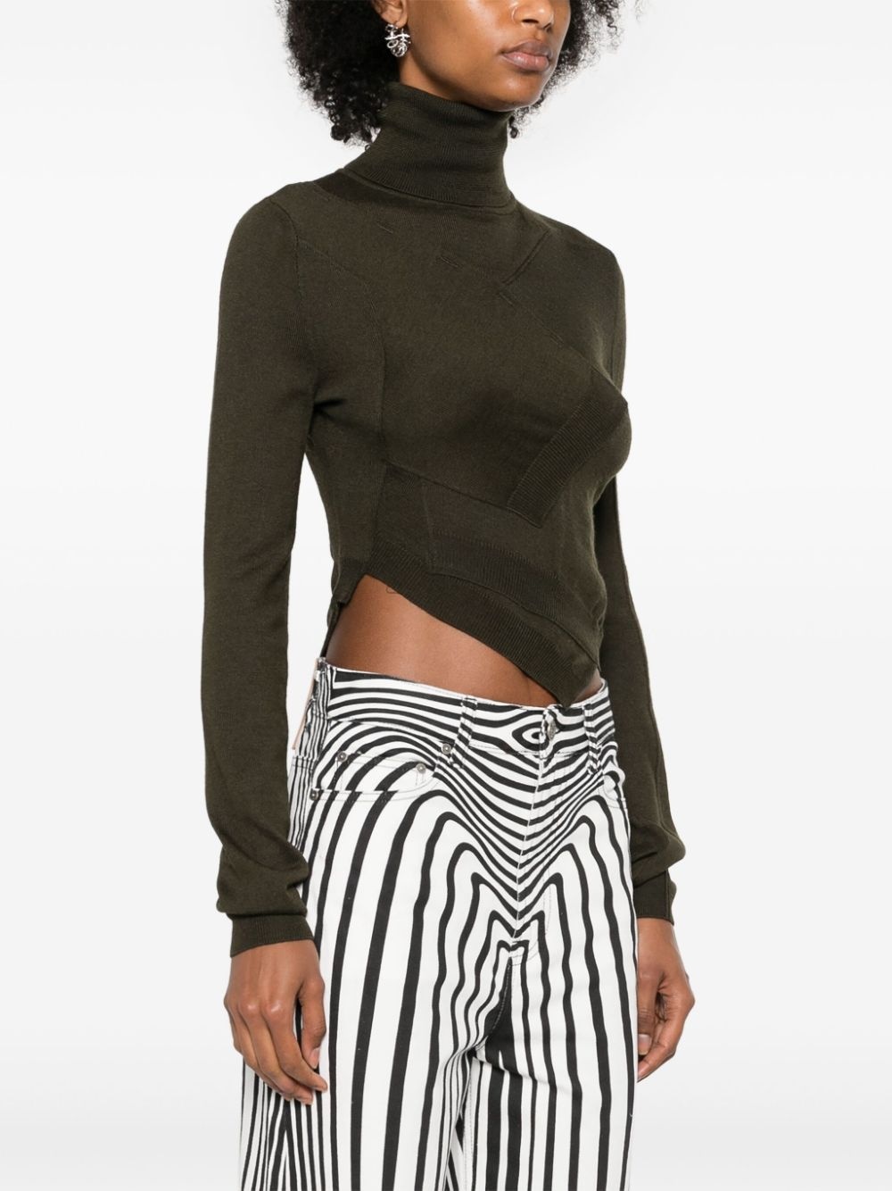 asymmetric panelled roll-neck jumper - 3
