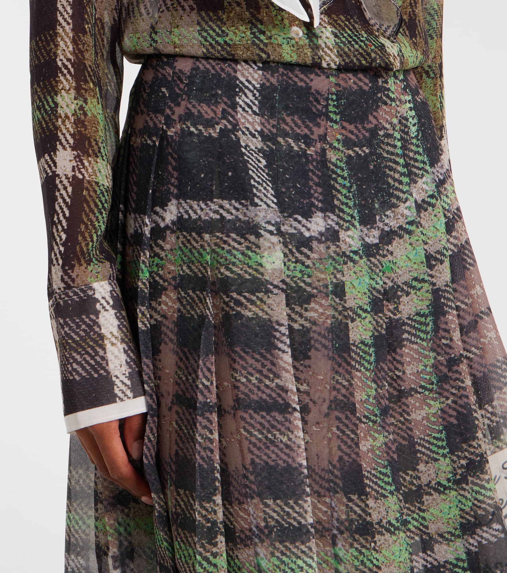 Pleated plaid midi skirt - 4