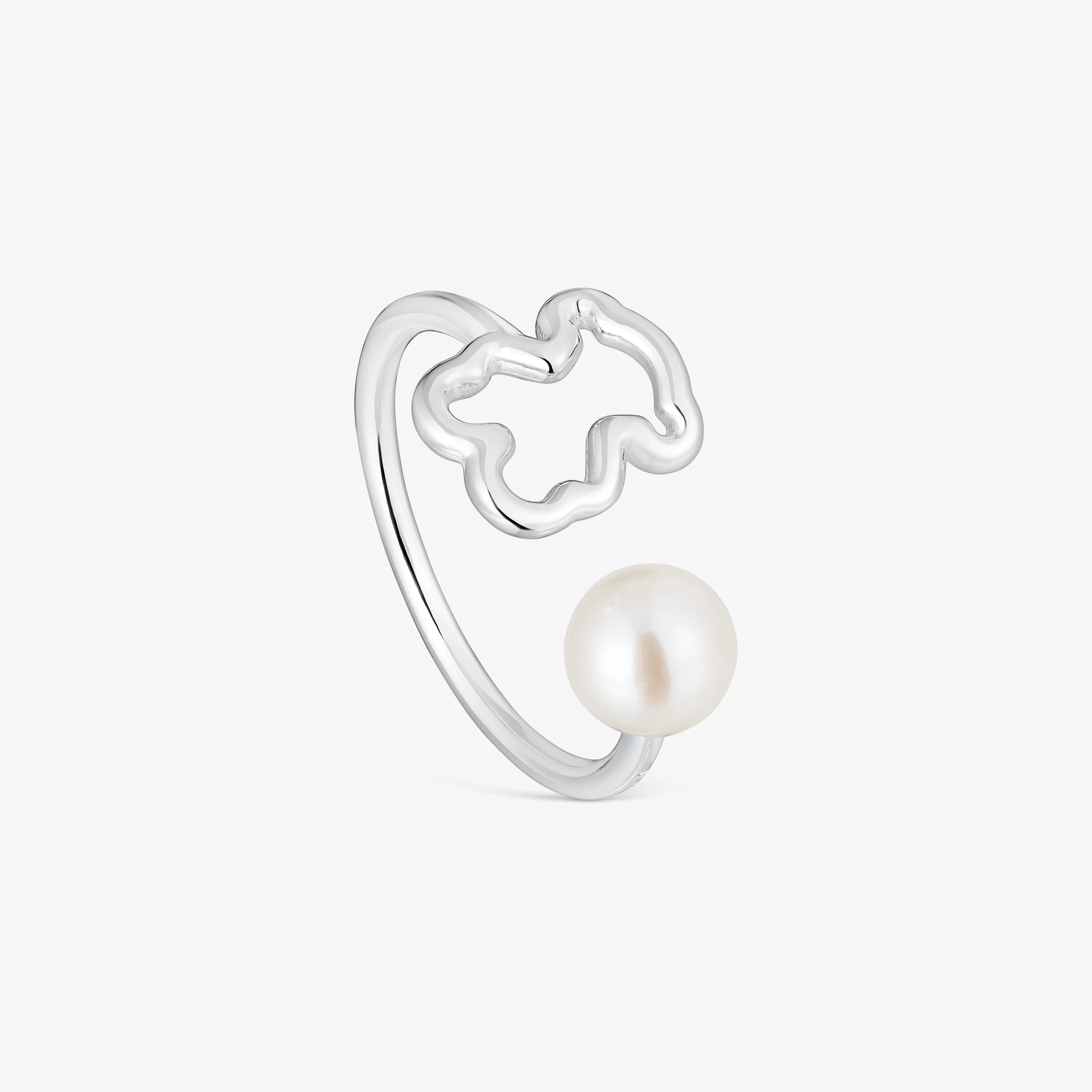Silver Open ring with cultured pearl New Silueta - 1