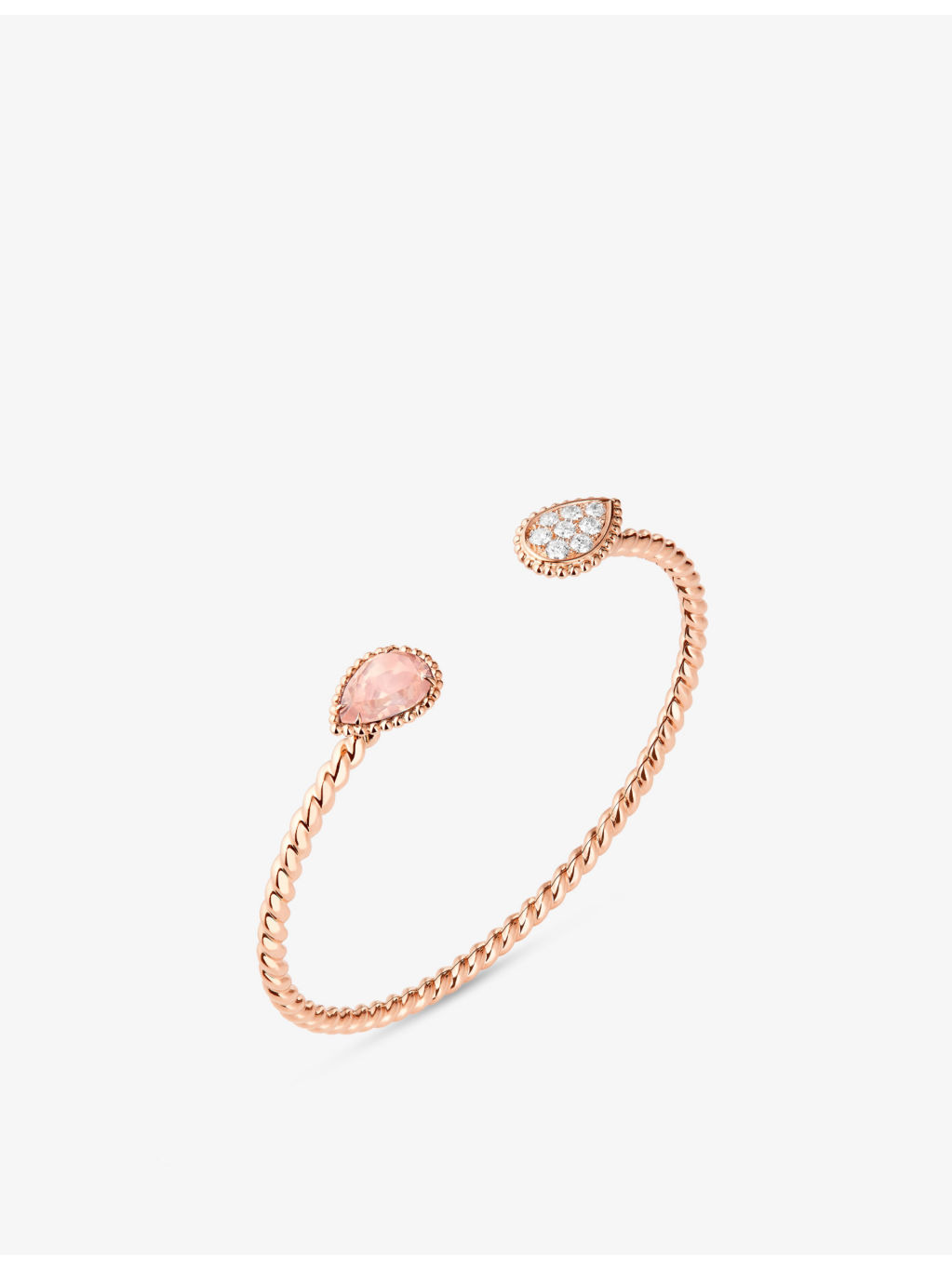 Serpent Boheme 18ct rose-gold, 0.33ct brilliant-cut diamond and 1.36ct pink quartz bracelet - 2