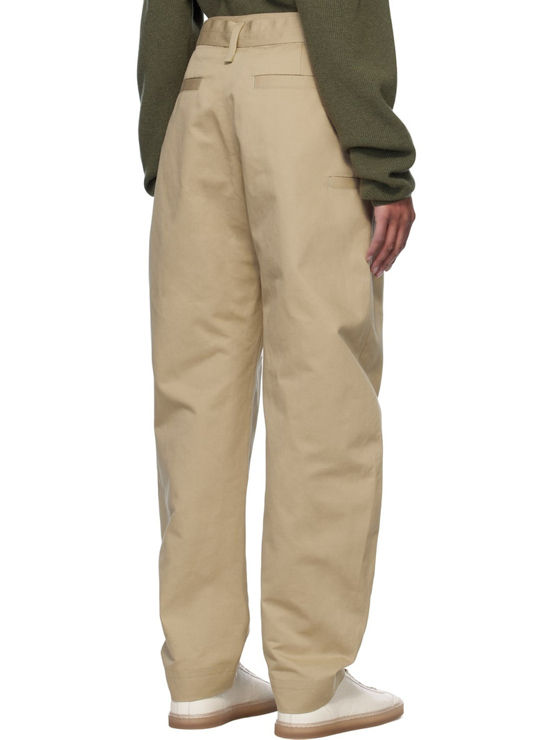 Beige Belted Tapered Trousers 3