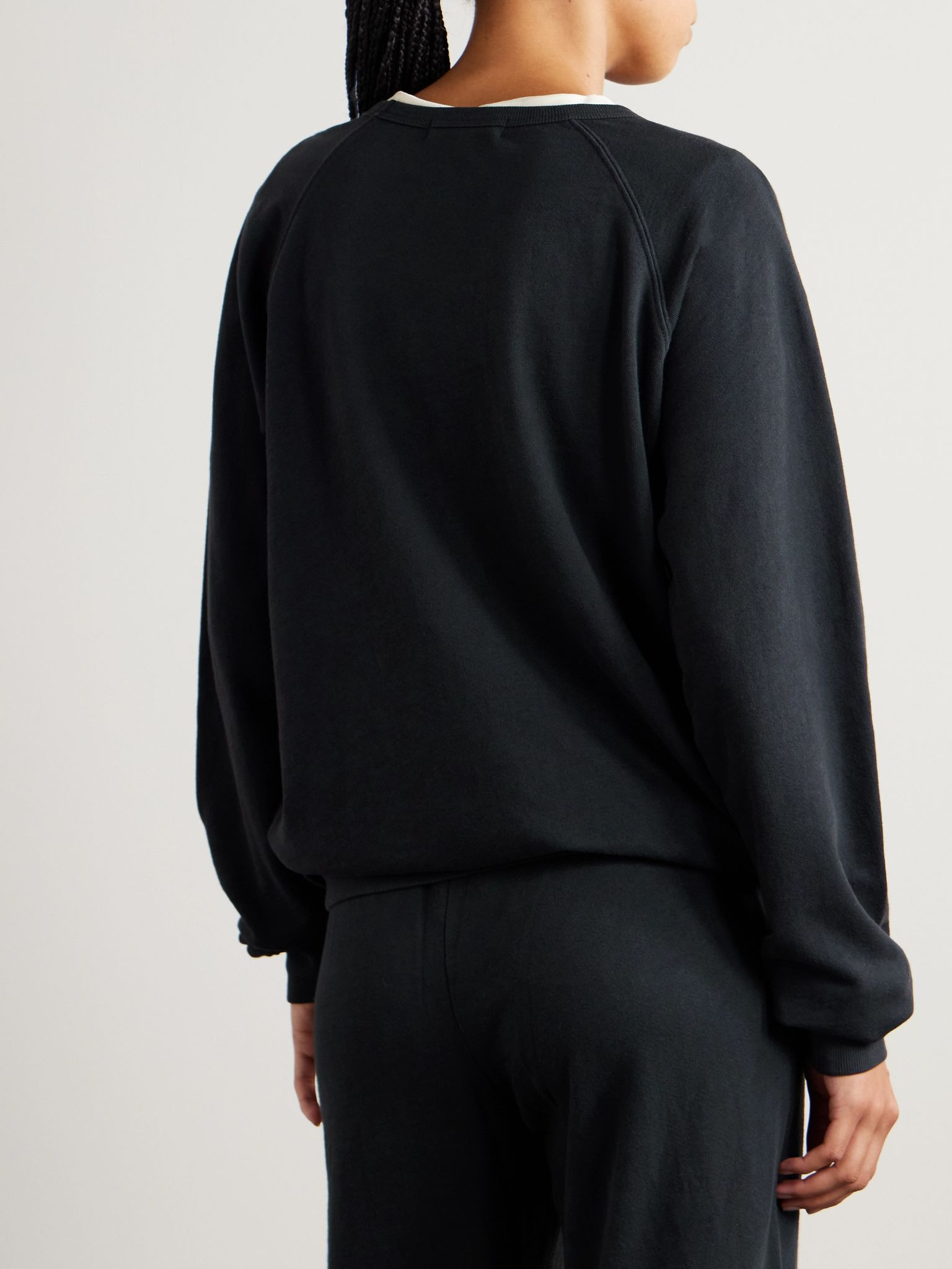 Oversized embroidered cotton-jersey sweatshirt Black - 4