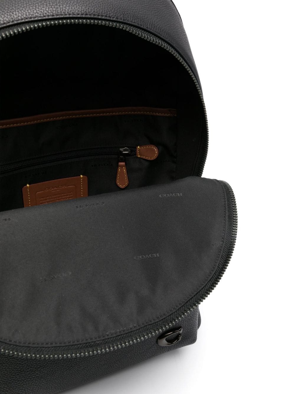 logo-plaque leather backpack - 5
