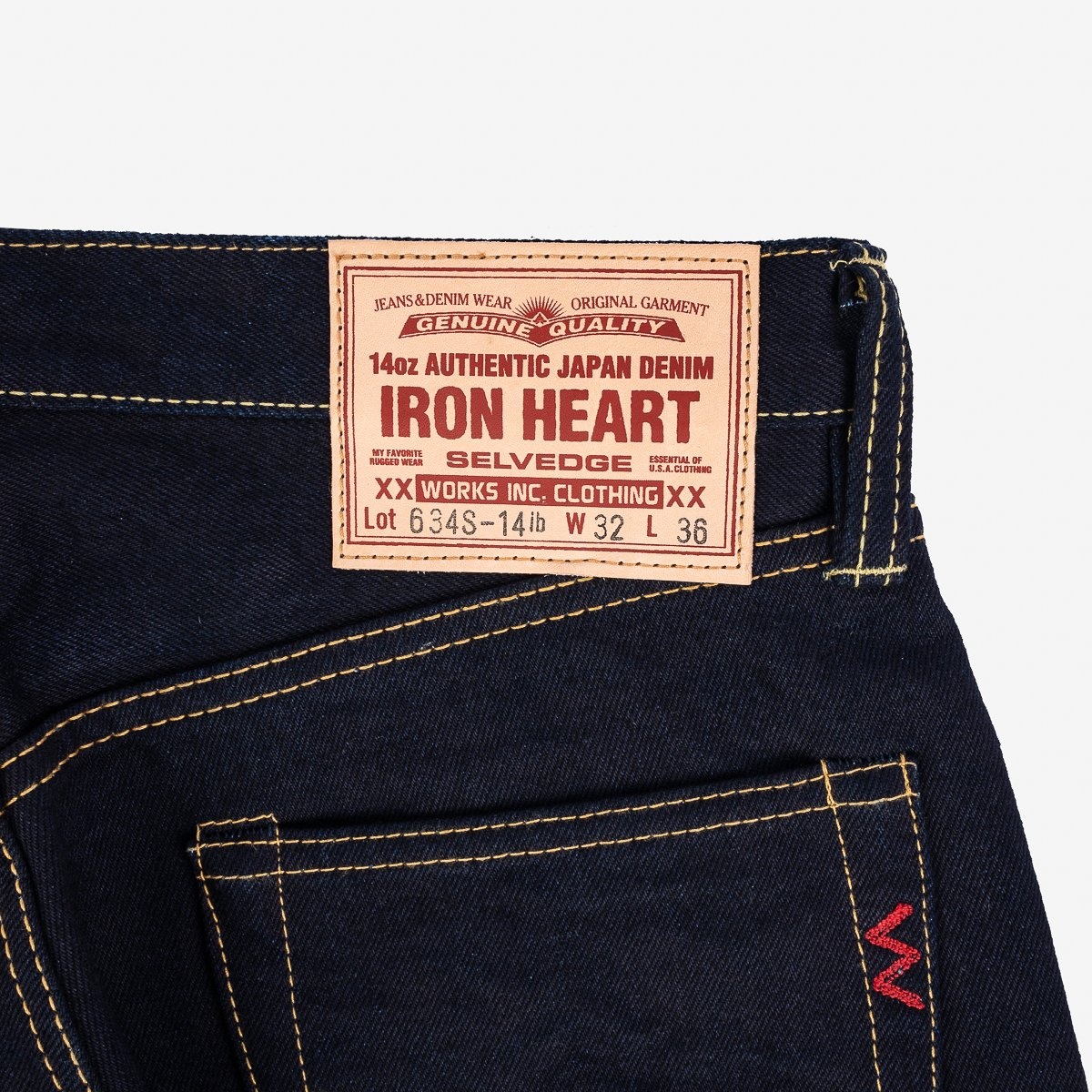 IH-634S-142ib-c 14oz Selvedge Denim Straight Cut Jeans - Indigo/Black - 7
