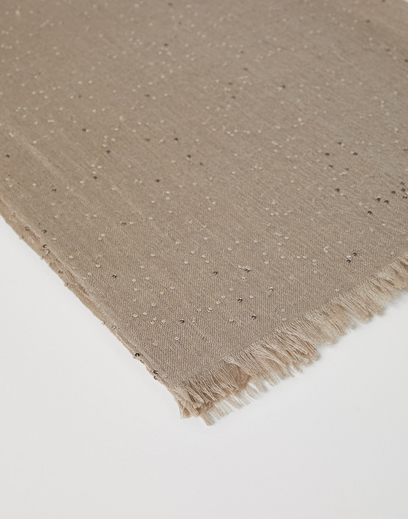 Brunello Cucinelli Lightweight cashmere and silk Diamond yarn knit scarf outlook