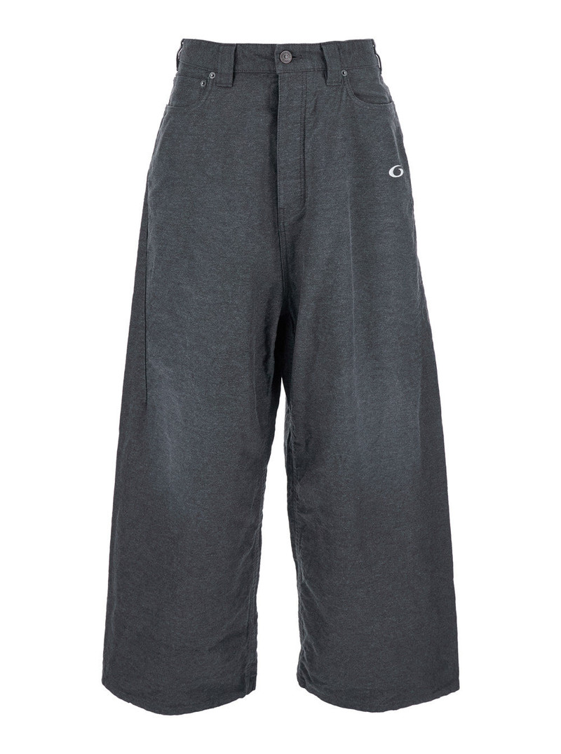 Balenciaga Men Grey Oversize Pants With Logo Detail On The Front And Logo Patch On The Rear In Cotto - 1