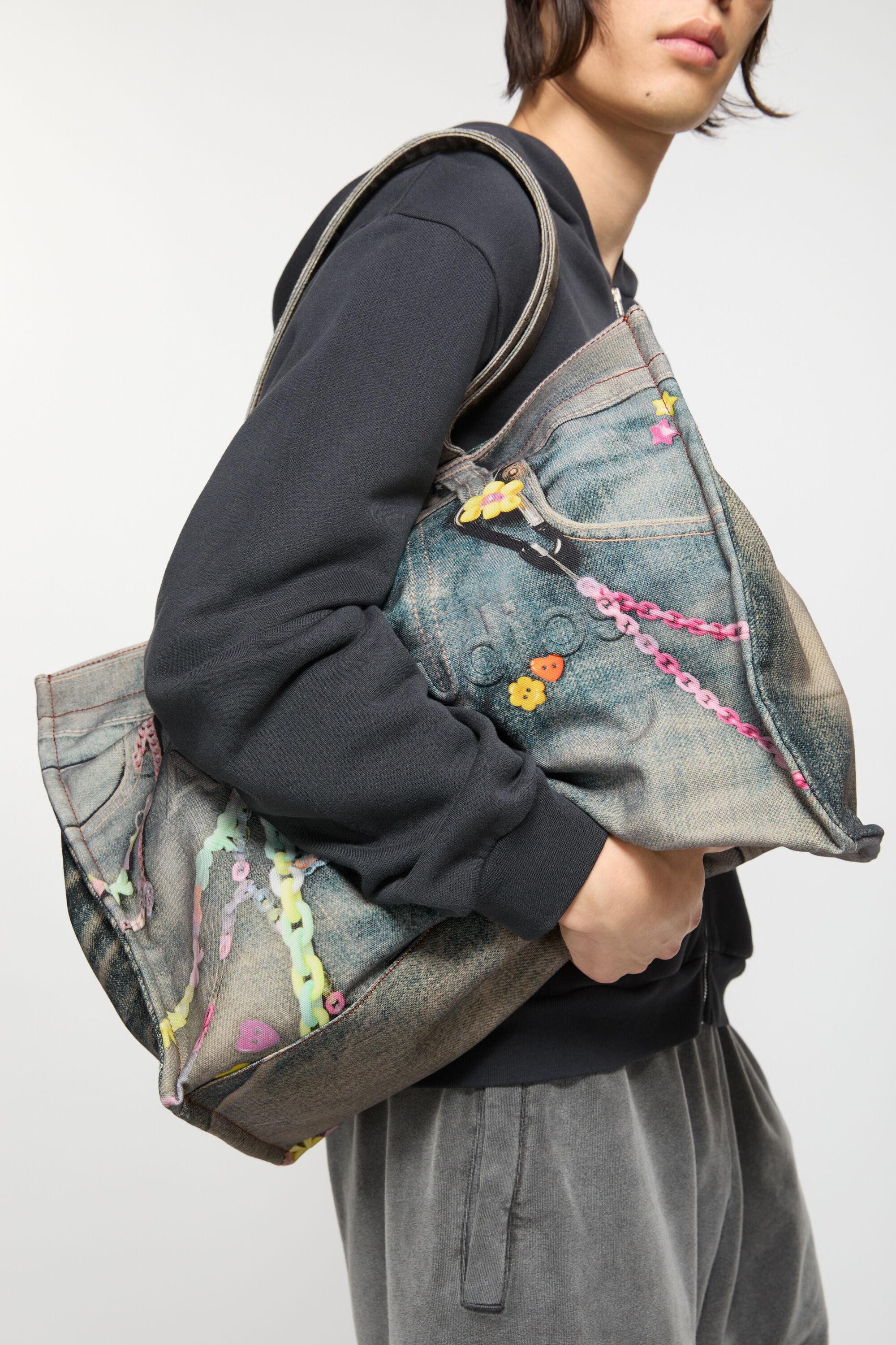 Logo shoulder tote bag - Mid blue - 3