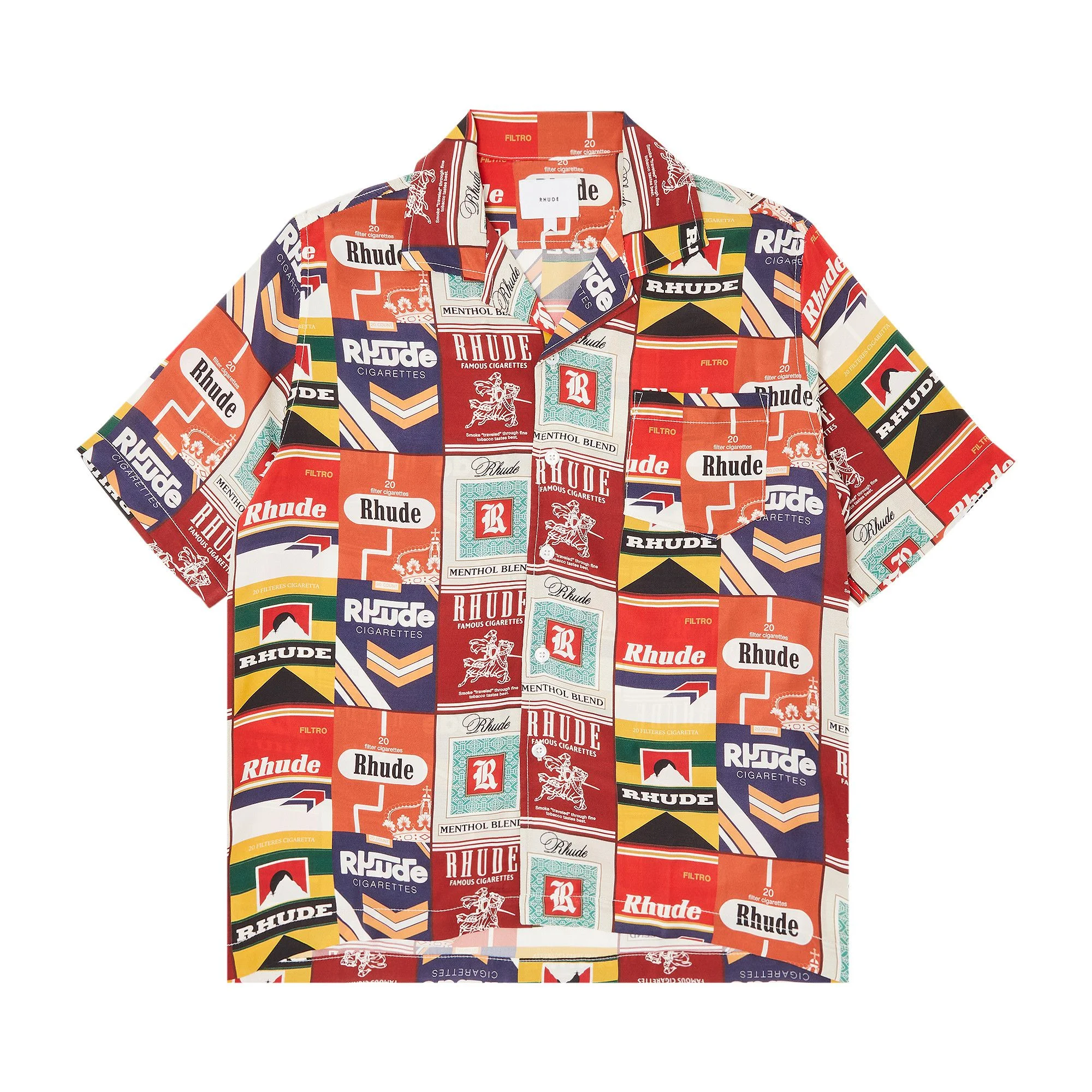Rhude Cigaretta Silk Shirt 'Red/Multicolor' - 1