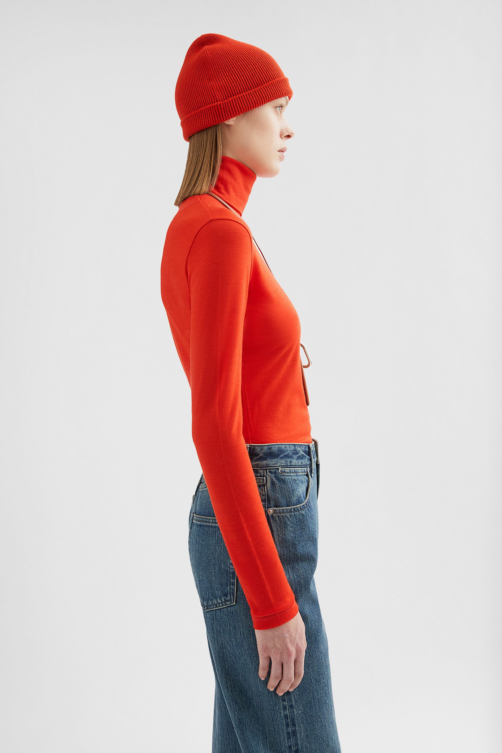 Lightweight Wool Blend High-Neck T-Shirt - 5