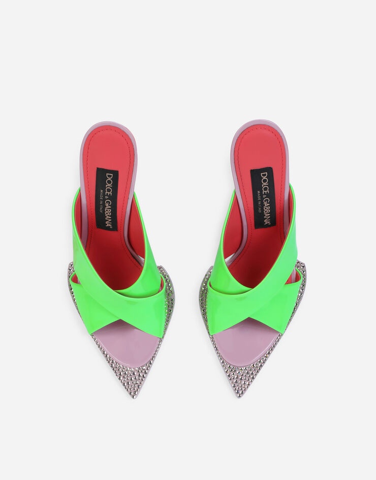 Neon patent leather mules with geometric heel - 4