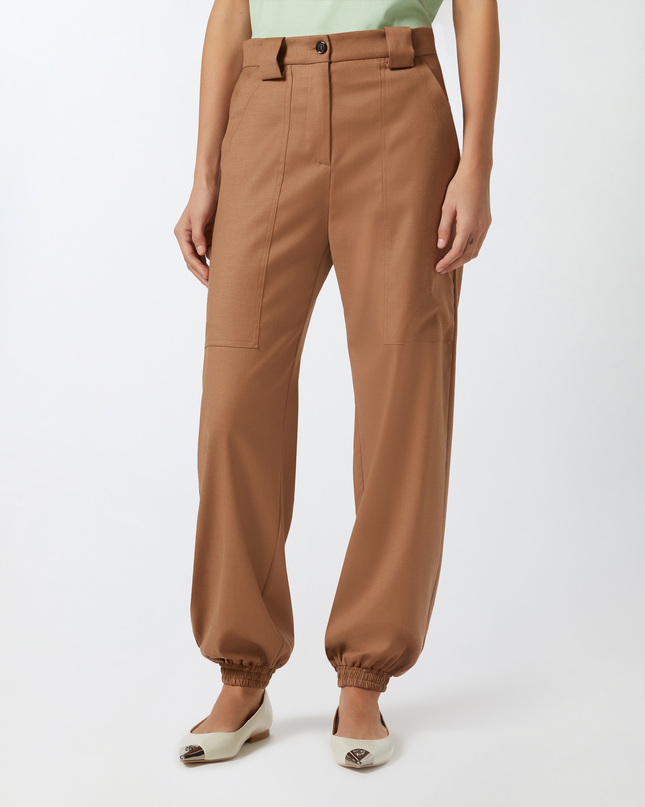 FLANNEL UTILITY TROUSERS WITH ELASTICATED HEM DETAIL - 3