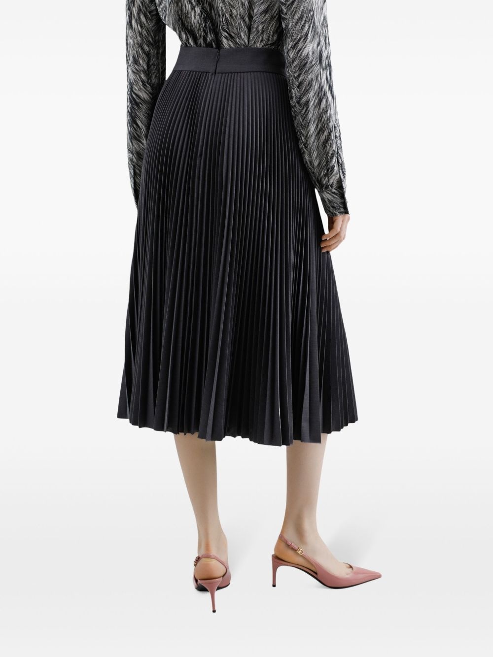 plissé-effect midi skirt - 5