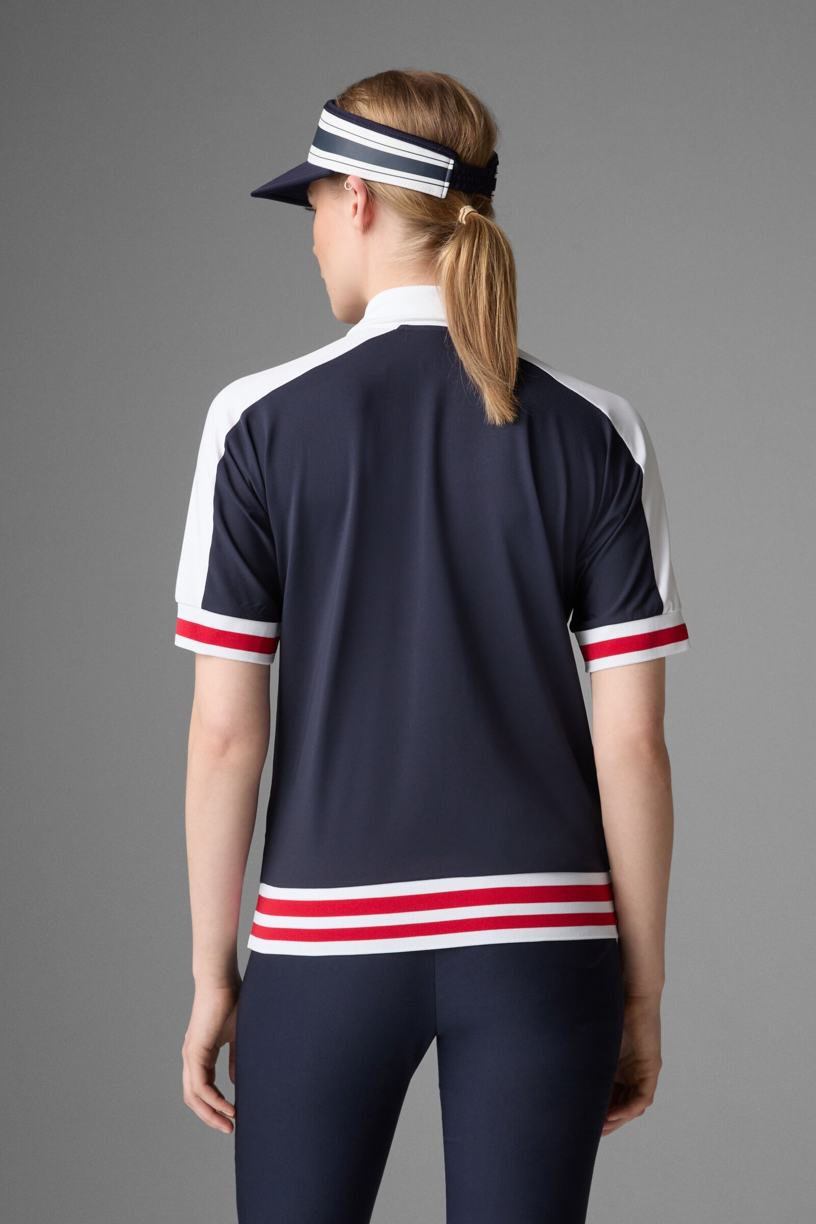 Amelia functional polo shirt in Navy blue/Red - 3