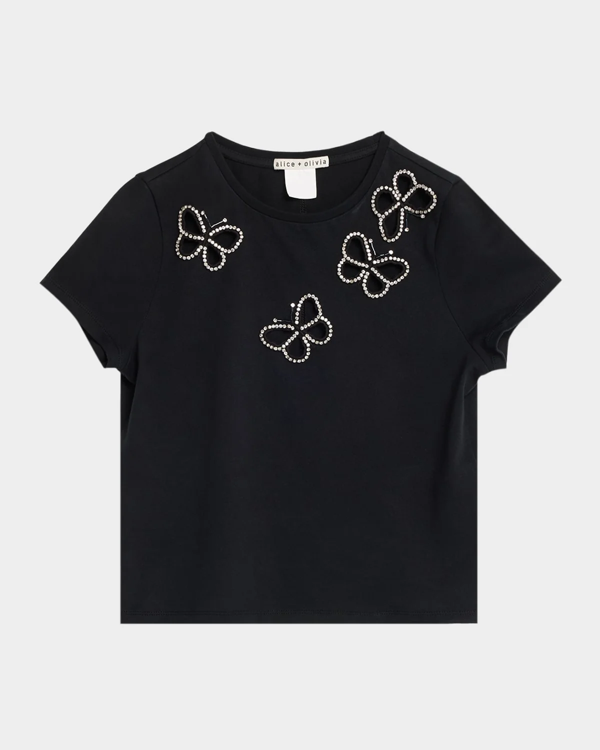 Cindy Embellished Butterfly Cropped T-Shirt - 1
