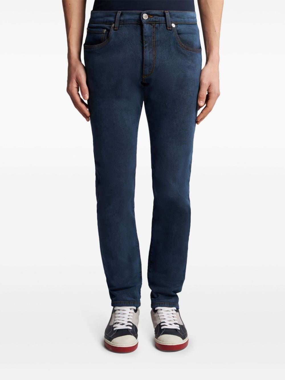 Pegaso-motif slim-fit jeans - 2