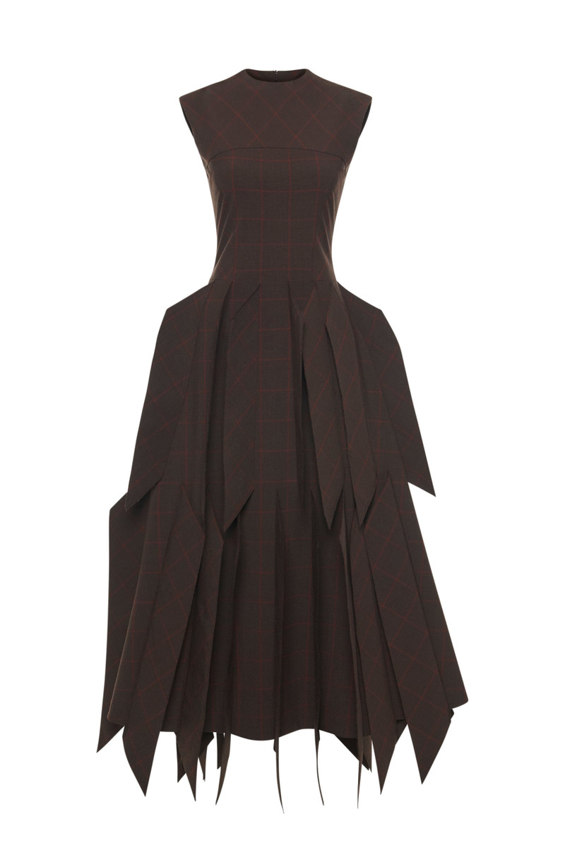 DRESS WITH PANEL BROWN CHECK 6