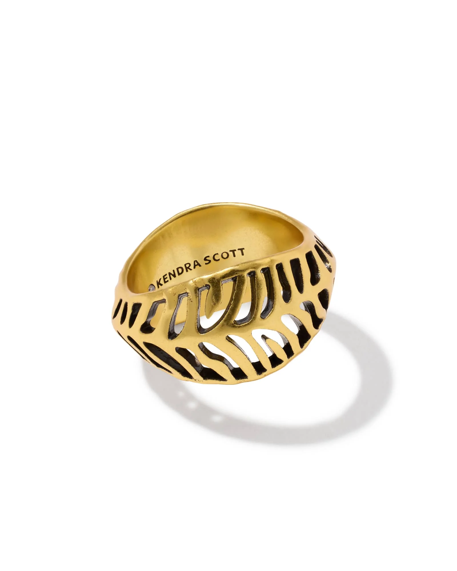 Tiger Striped Mikki Vintage Gold Band Ring - 1