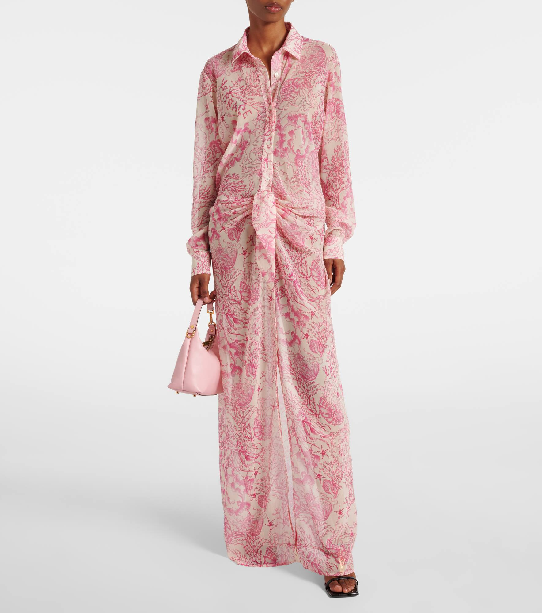 Printed gathered shirt dress - 2