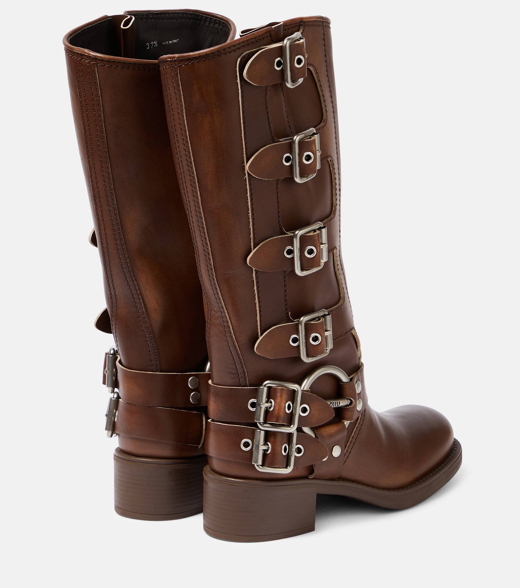 Studded leather knee-high boots - 3
