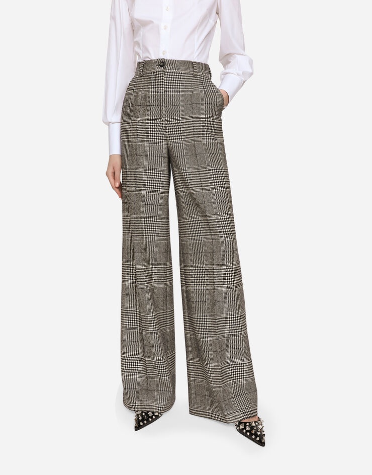 Flared glen plaid pants - 4