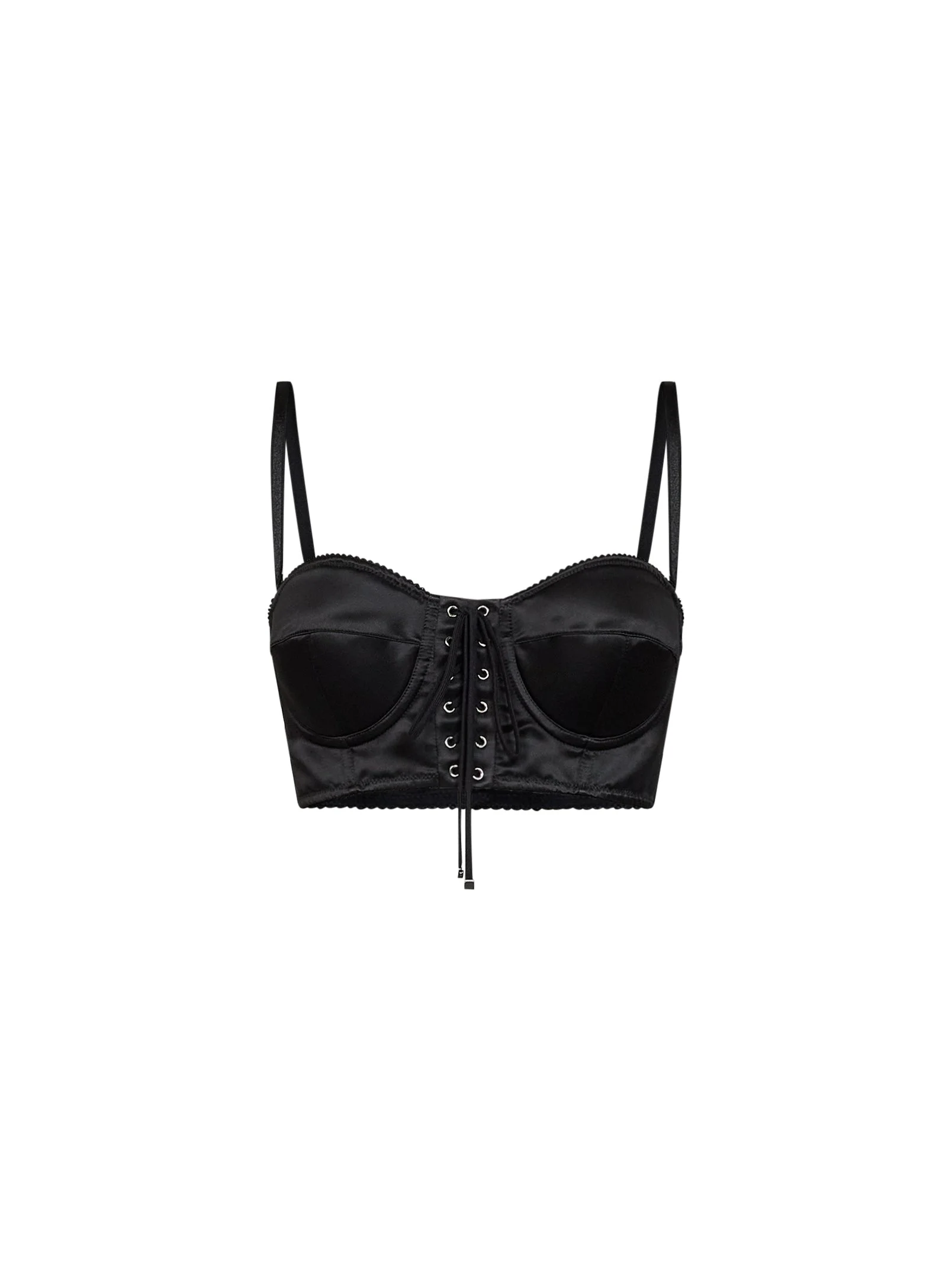Black stretch satin bustier top - 1