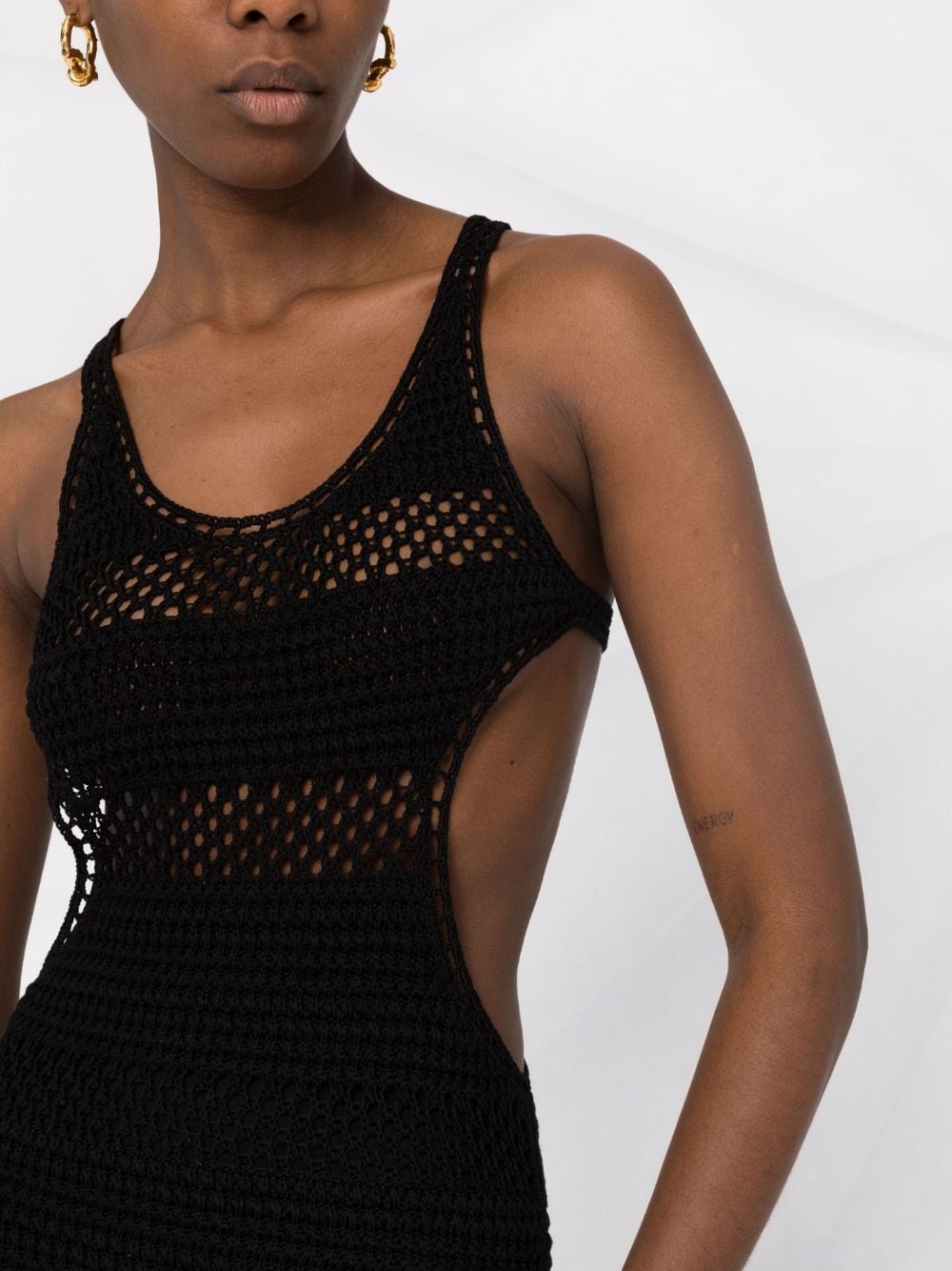 cut-out striped crochet maxi dress - 3
