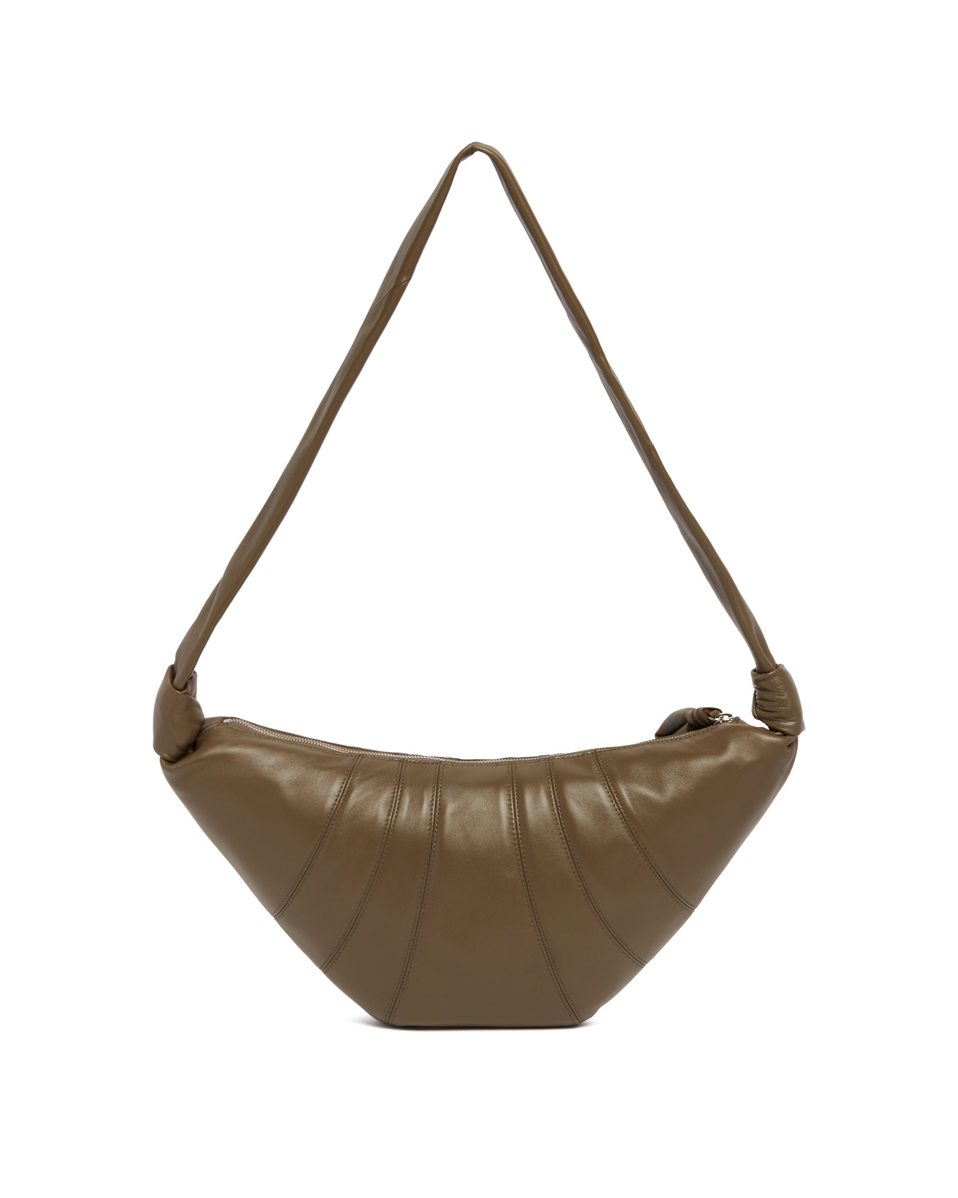 Brown Medium Leather Croissant Bag - 6