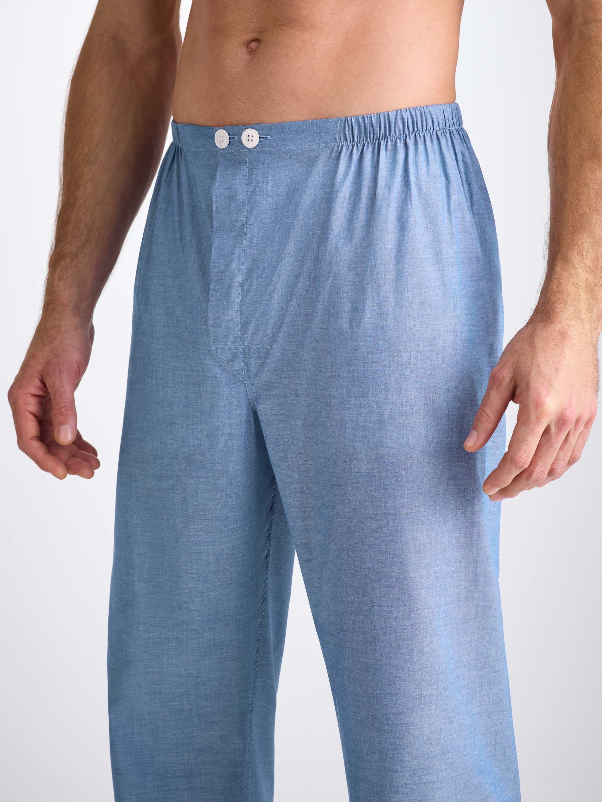 Men's Classic Fit Pajamas Amalfi Cotton Batiste Denim - 7