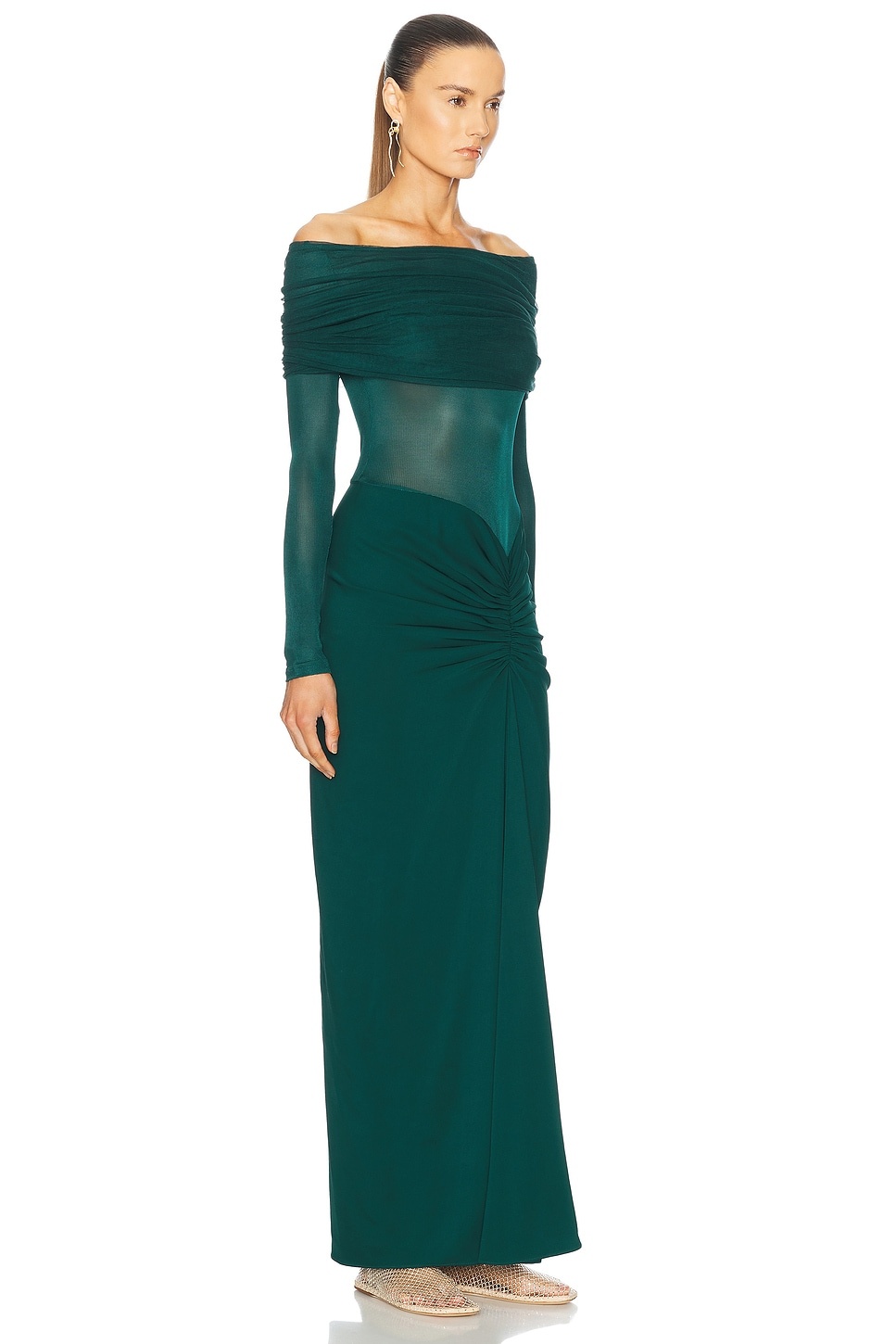 Sonora Veiled Long Sleeve Ruched Dress - 2
