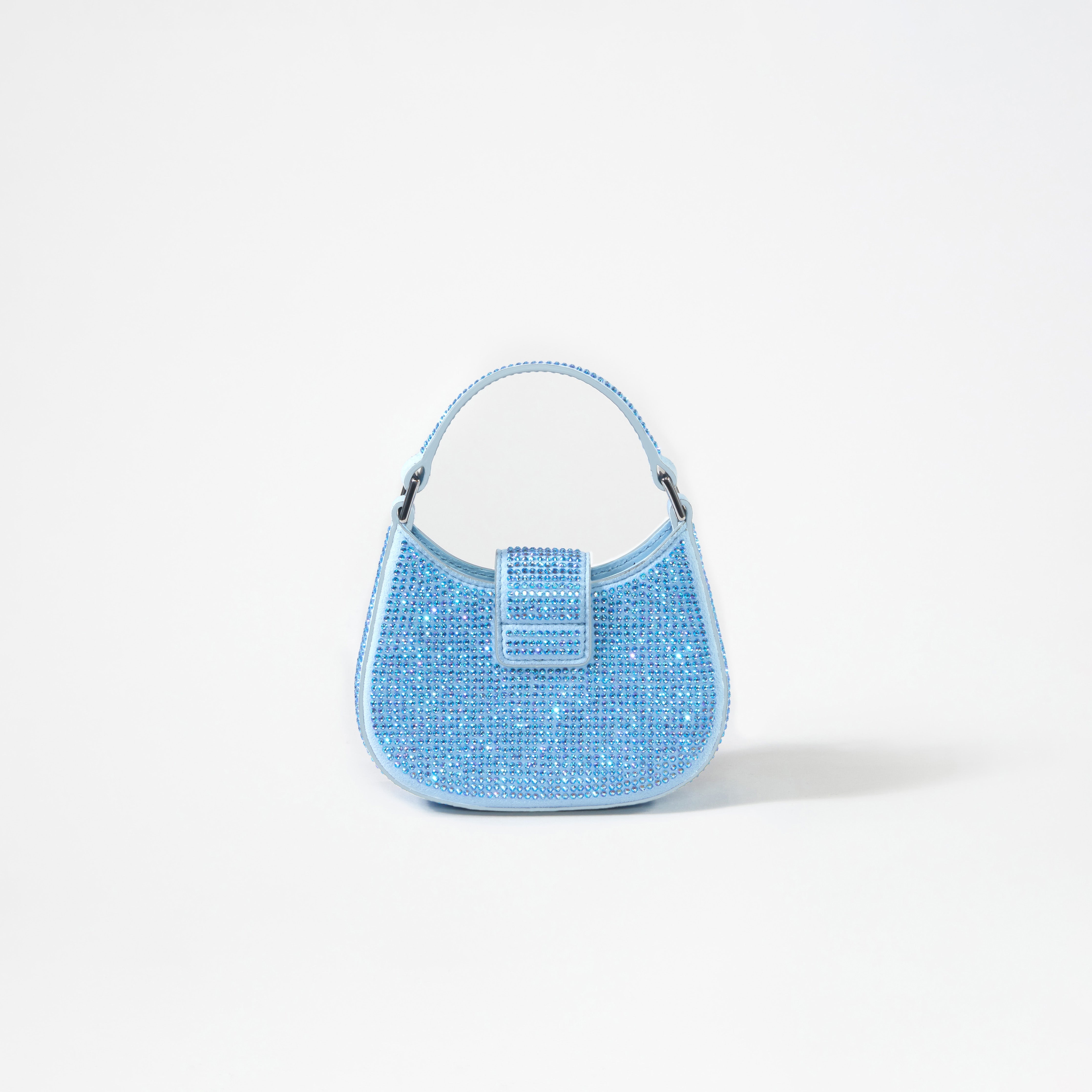 Blue Rhinestone Crescent Bow Micro Bag - 2