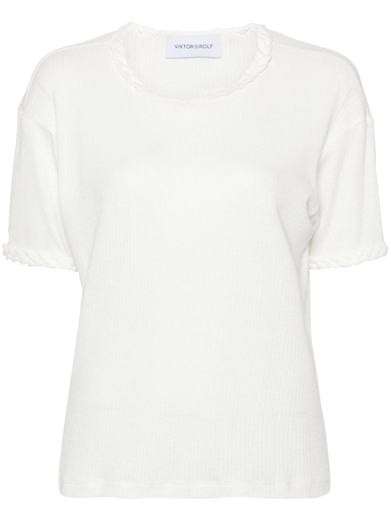 braid-detail cotton T-shirt 1
