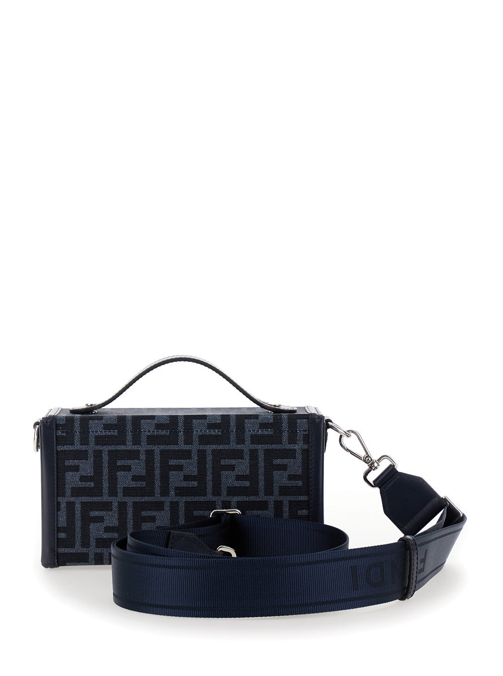 Fendi Men 'Baguette Soft Trunk' Blue Crossbody Bag In Ff Fabric Man - 4