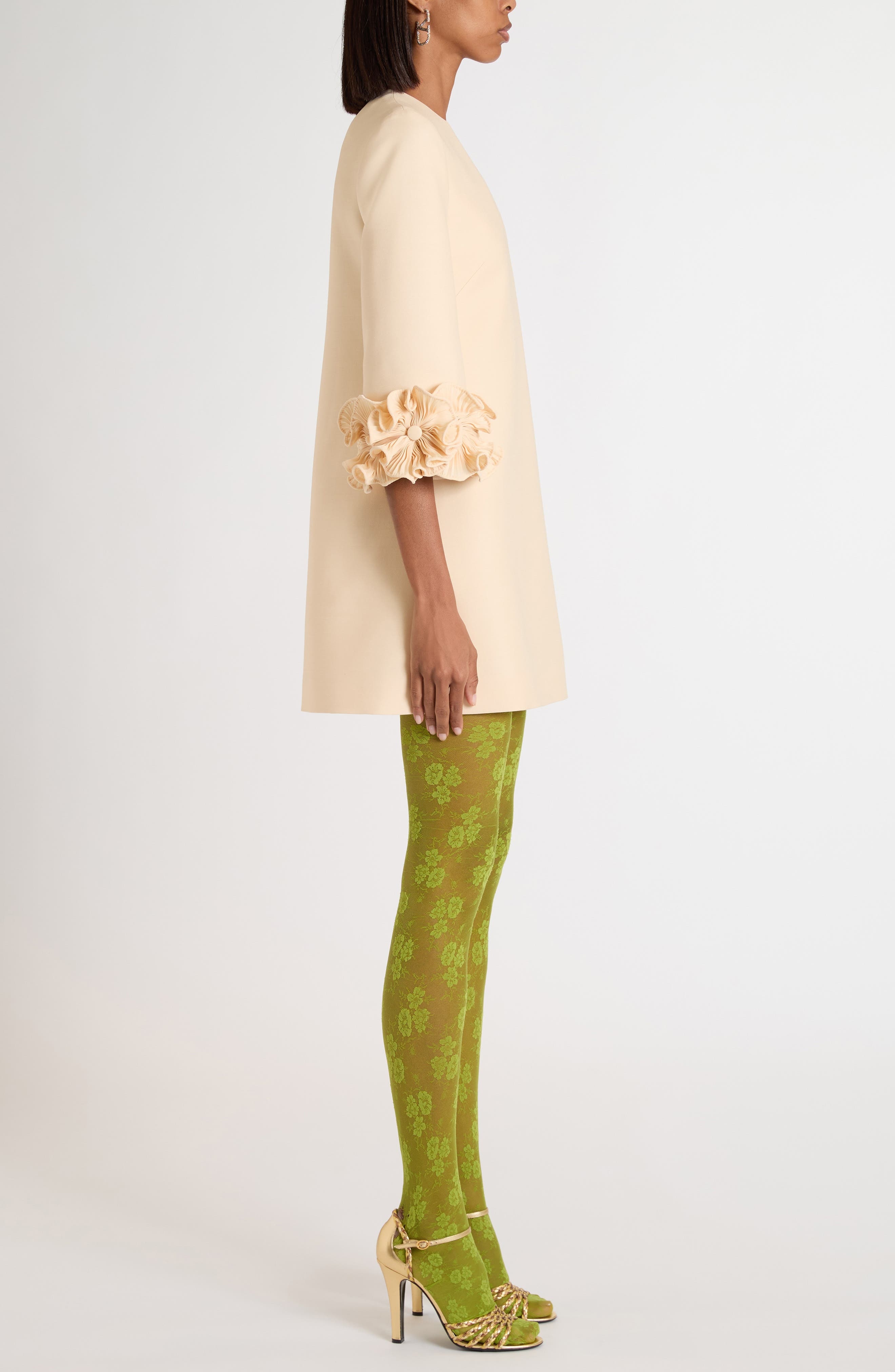 Valentino Garavani Solid Crepe Couture Minidress in Pale Beige at Nordstrom - 3