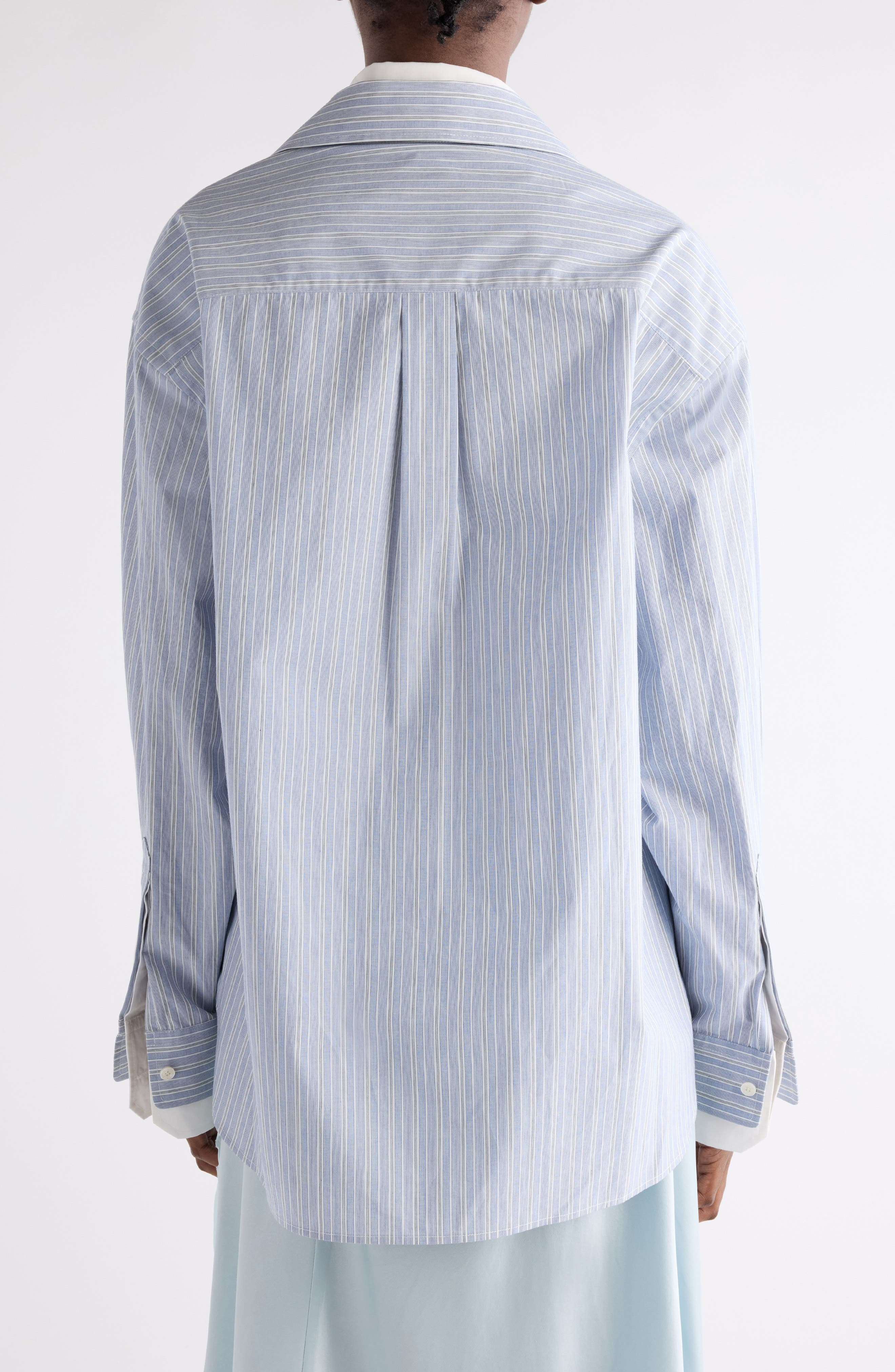 Acne Studios Soublera Layered Stripe Button-Up Shirt in Blue/White at Nordstrom - 3