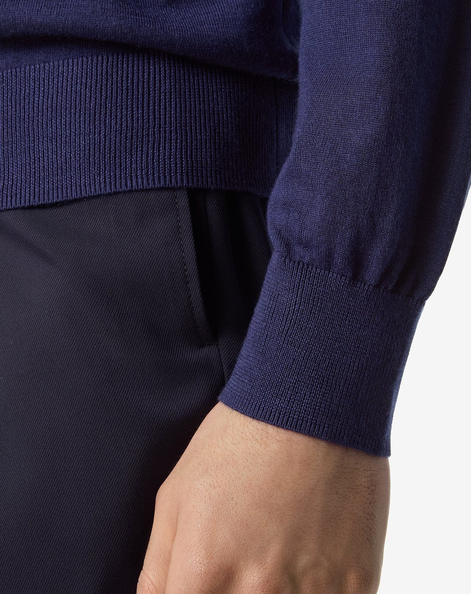 Light blue long sleeve cashmere and silk polo shirt - 5