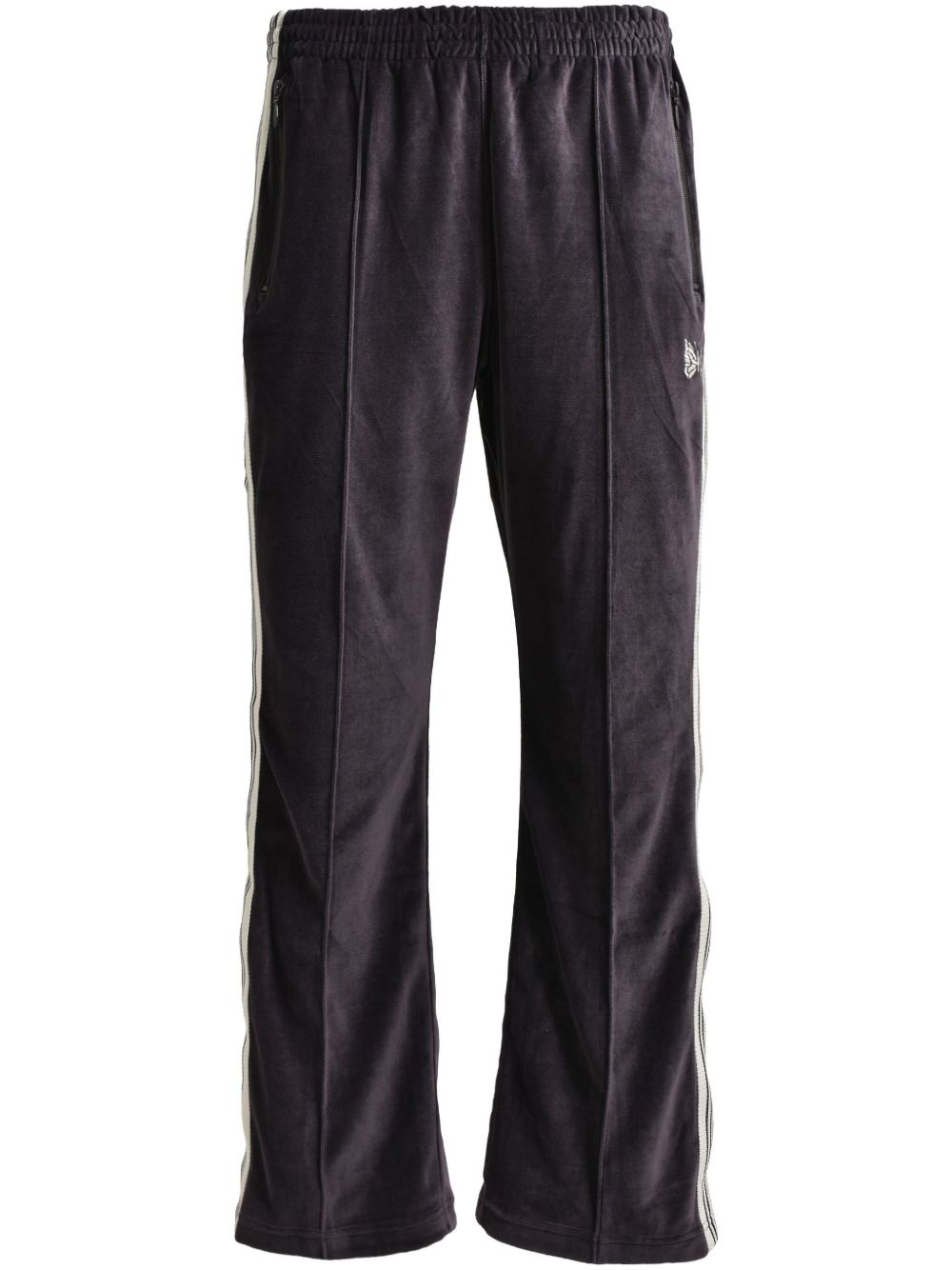 side-stripe velour track pants - 1