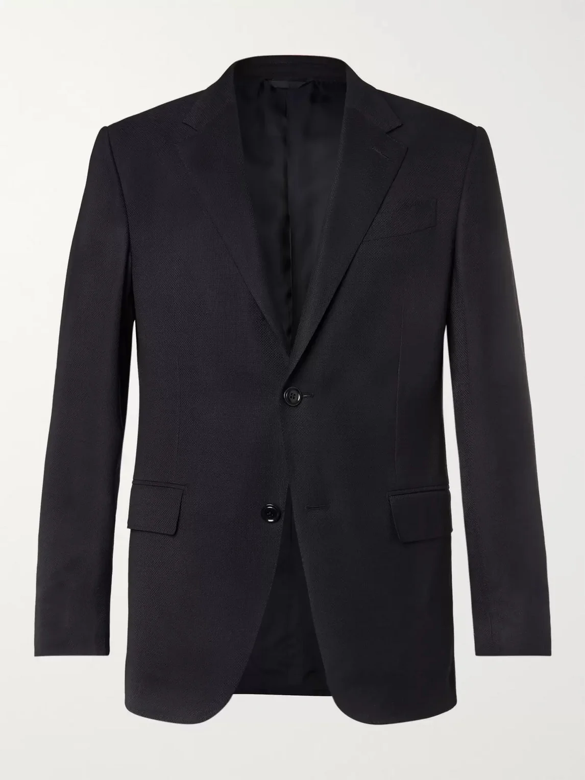 Navy 10-Pocket Stretch Wool and Silk-Blend Blazer - 1