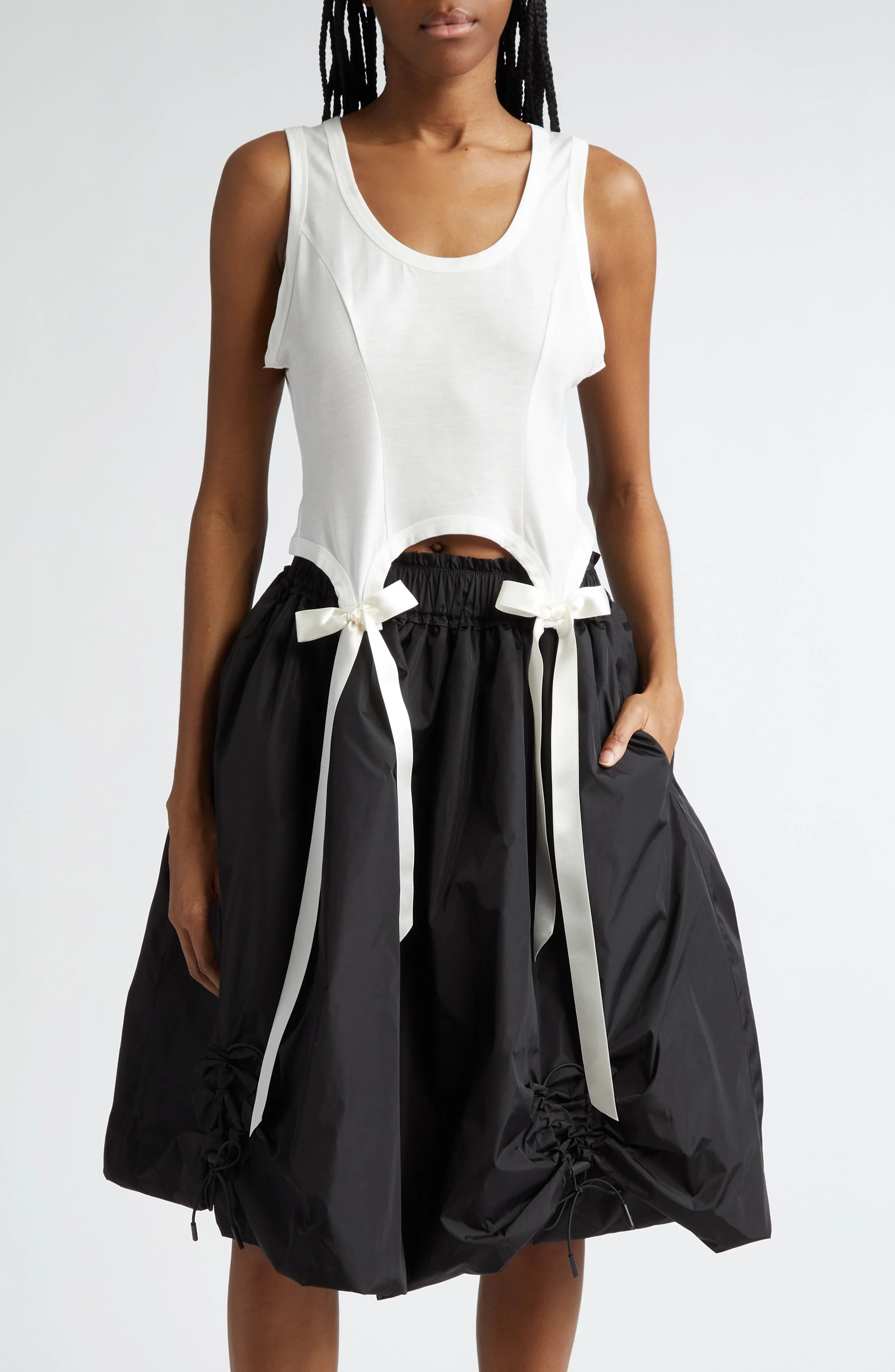 Simone Rocha Easy Bow Tails Cotton Tank in Ivory at Nordstrom - 1