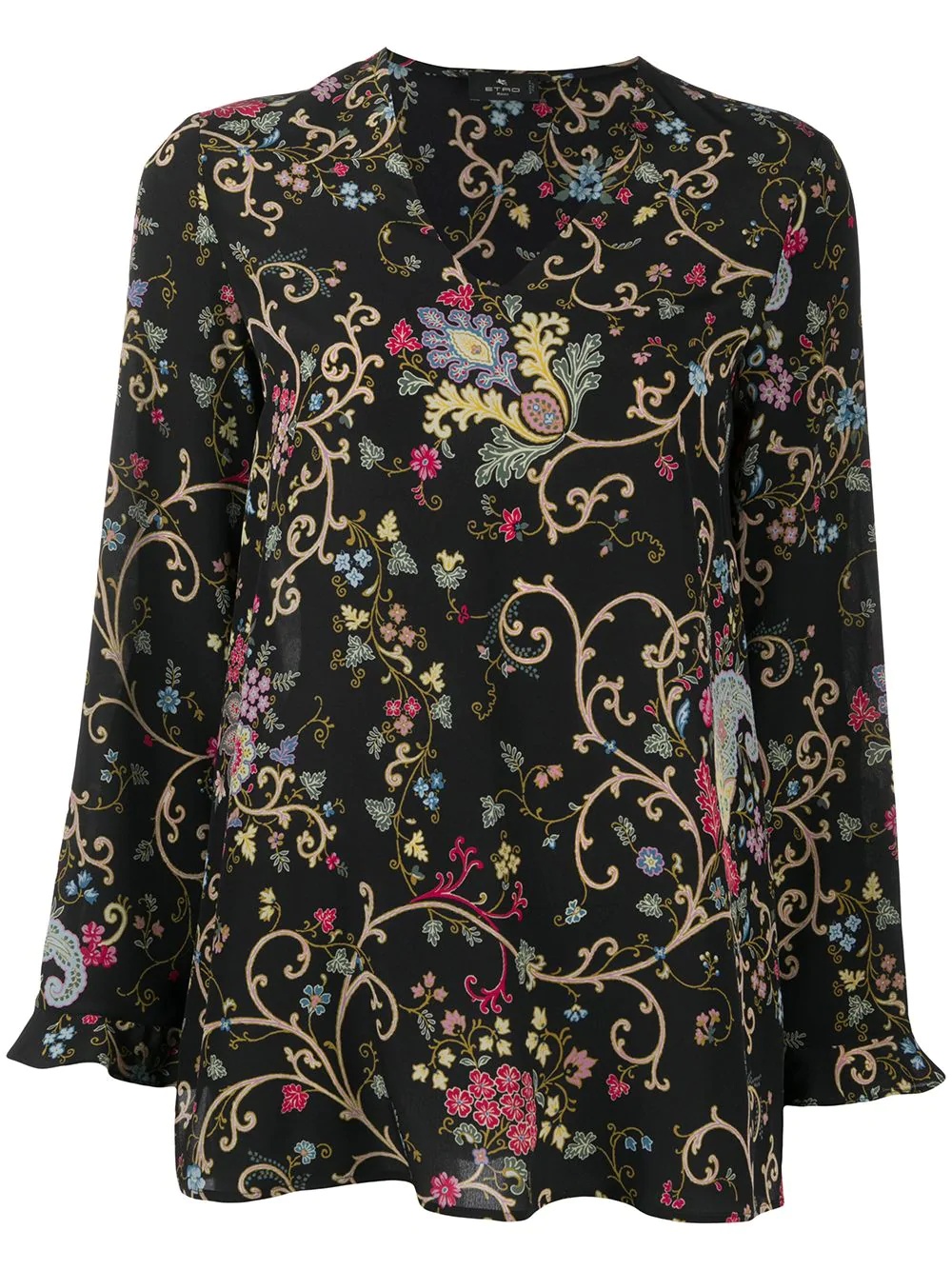 floral-print silk blouse - 1